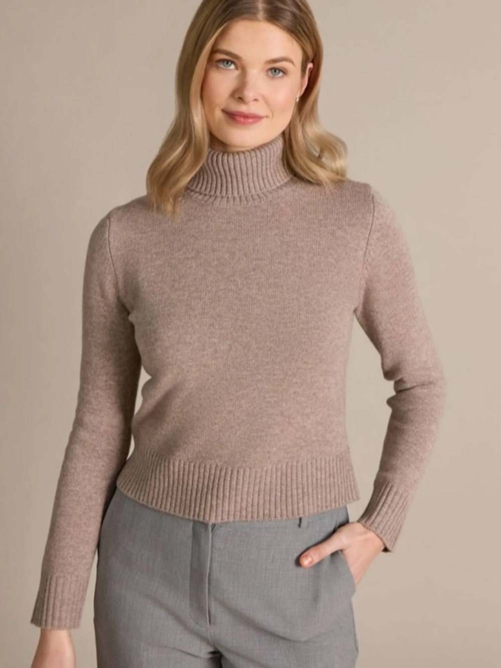 Alashan Merino Wool Eden Fold Over Turtleneck Sweater medium